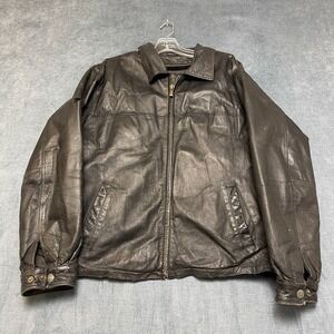 Vintage Oscar Piel Perfect Leather USA Biker Jacket Men Large Black Fleece Lined